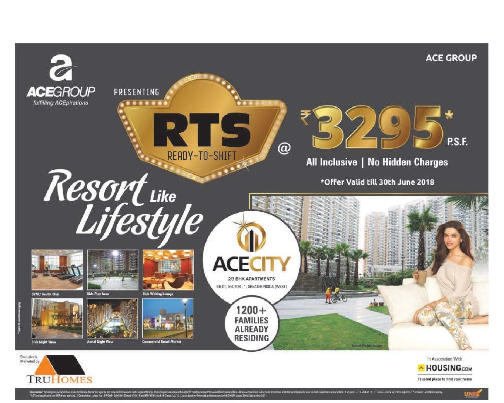 Pay just Rs. 3295 per sq.ft. at Ace City in Greater Noida